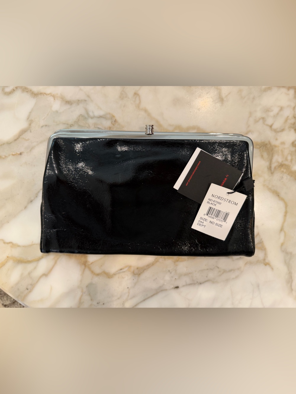 HOBO NWT Black Patent Kiss-Lock Frame Clutch-great gift.